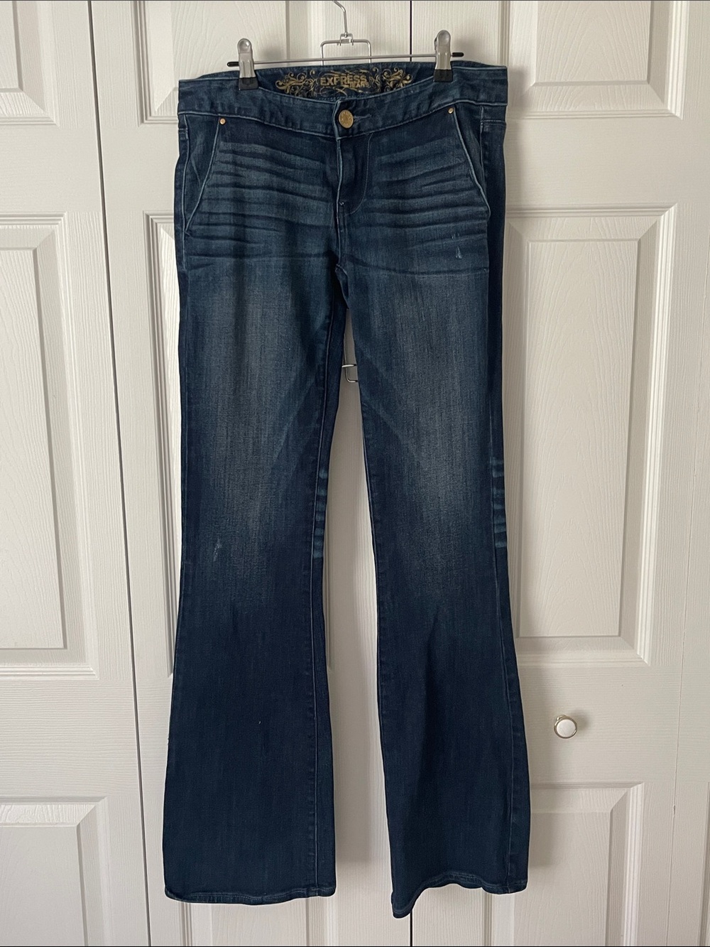 Express Vintage Y2K Dark Blue Flare Jeans